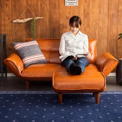 ♪2人掛 ヴィンテージ調 カウチソファセット ［ソファ ＋ オットマン］　　　　　ソファ カウチ カウチソファ オットマン 1人暮らし ワンルーム