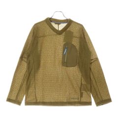 and wander (アンドワンダー) 23AW ×ALPHA DIRECT KNIT PULLOVER アルファダイレクト フロントポケット Vネック ニットセーター カーキ 574-3244024