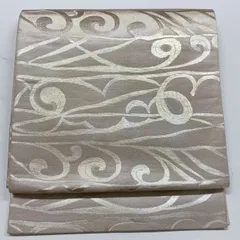 ［5992］袋帯 幾何学模様 銀彩 シルバー 六通 正絹 着物 フォーマル