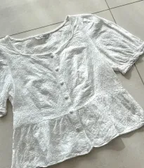 ロエム 白 エンブロイダリー ブラウス