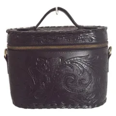 Carving Tribes(カービングトライブス) ハンドバッグ - 黒 フラワー(花) レザー