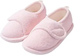 ソユル ルーム シューズ スリッパ 室内履き かかと あり インドア 面テープ 開閉 滑り止め 付き パイル タオル 生地 入院 介護 レディース スリップ オン ホーム ハウス オフィス ビジネス (ピンク,  S)