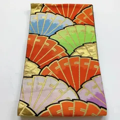 ［5998］袋帯 扇重ね 金糸 六通 未仕立て 正絹 着物 フォーマル