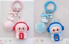 ラブブ ぬいぐるみキーホルダー 2個セット コーラ モコモコポンポン