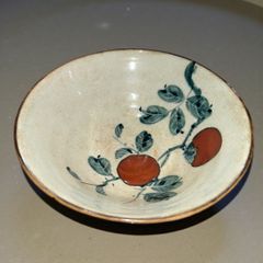 古伊万里 中鉢 [松竹梅鶴花窓絵紋柄] 色絵 盛り皿 飾り皿 鉢 大鉢 深鉢