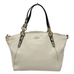 COACH(コーチ) ハンドバッグ美品  - F38992 アイボリー×ダークブラウン レザー