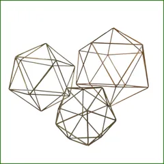 中古●メーカー不明●イコサヘドロンフレーム オブジェ プラントハンガー モビール 装飾