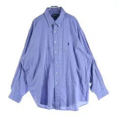 POLO RALPH LAUREN (ポロラルフローレン) 90S L/S REGULAR COLLAR HERRINGBONE SHIRT レギュラーカラー ロングスリーブ ヘリンボーン 長袖シャツ ブルー