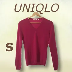 UNIQLO ユニクロ トップス ニット セーター 長袖 Ｖネック レディース ワインレッド S カシミヤ100％