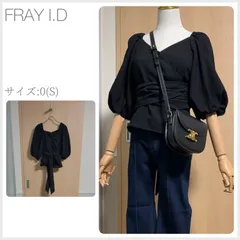 ほぼ新品 FRAY I.D カシュクールツイードブラウス サイズ0(Sサイズ) ブラック 春夏秋 shopHappiness (3336