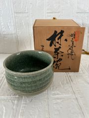 山岡憬 こぶ志窯 海鼠釉 建水 共箱付 在銘 茶道具 未使用保管品R8SA352