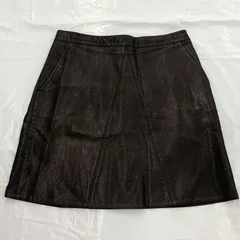 ZARA BASIC／フェイクレザー ミニスカート／ブラック／レディース／Aライン／ダメージあり