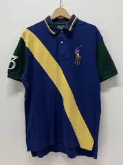 RALPH LAUREN ラルフ・ローレン 半袖ポロシャツ ビッグポニー マルチカラー ナンバリング サイズL ブルー コットン100% スリランカ製