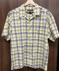 POLO JEANS COMPANY / ポロ ジーンズ カンパニー オープンカラー チェック イエロー 半袖シャツ 表記サイズM Lサイズ相当
