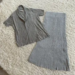 【まとめ売り】2点セット LOWRYS FARM （ローリーズファーム） セット商品 半袖カーディガン ニットフレアスカート ロングスカート コットンレーヨン混 フリーサイズ