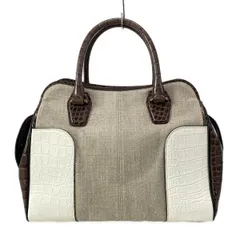 TOD'S(トッズ) ハンドバッグ - グレーベージュ×ダークブラウン×白 型押し加工 レザー
