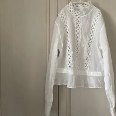 @ ロイスクレヨン LoisCRAYON レース ブラウス シャツ ハイネック ホワイト オフホワイト アイボリー 白 シロ　長袖　blouse　shirt　Topsのサムネイル