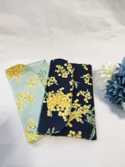 ハンドメイド　布　ポチ袋　ミモザ　2色セット　B042