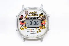 W271-14】レア 動作品 電池交換済 セイコー アルバ ディズニー ミッキーマウス ミニーマウス テニス 腕時計 フェイスのみ Y757-4000 メンズ