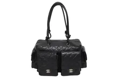 極美品 CHANEL シャネル カンボンライン マルチポケット ワンショルダーバッグ A25173 9番台 ココマーク ブラック シルバー金具 中古 4b008984