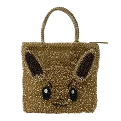 アンテプリマ ハンドバッグ美品  ワイヤーバッグ PB25FPM0L シャンパンゴールド×ダークブラウン×マルチ イーブイ/POKEMONコラボ
