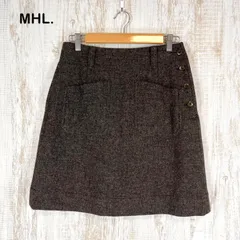 MHL. MARGARET HOWELL エムエイチエル マーガレットハウエル ダブルポケット ウール 膝丈 台形スカート