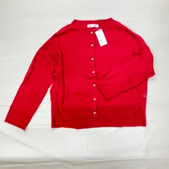 未使用品 Kawai Okada レディース LLサイズ ニットカーディガン 定価12408円税抜 赤系