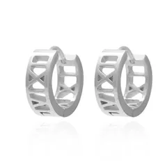 リングピアス ローマ数字 金属アレルギー対応 ステンレス 両耳2つ入り フープ シルバー ゴールド おしゃれ アクセサリー (シルバー) [シルバー]