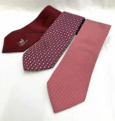 BURBERRY バーバリー ネクタイ 3点セット 暖色系 まとめ 総柄 シルク100% レッド系 メンズ 紳士 ビジネス フォーマル 使用感有 