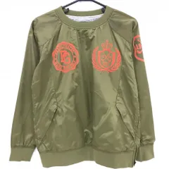 【超美品】パーリーゲイツ スニード カーキ×オレンジ エンブレム柄 蓄熱裏地 ブルゾン レディース 1(M) ゴルフウェア PEARLY GATES