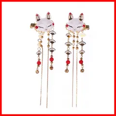 【即発送】漢風 ヘアアクセサリー 和装 髪飾り ヘアクリップ 浴衣 ヘッドドレス タッセル 卒業式 結婚式 キツネ 着物 漢服 成人式着物に適用 ウェディング ホワイト