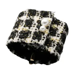 【ブラック×ワンサイズ】[Cream dot. クリームドット公式] ヘアアクセサリー レディース ポニーフック ヘアゴム ツイード調 パール ラメ 巻きつけ式 マグネット 髪留め まとめ髪 ワンタッチ 簡単 大人