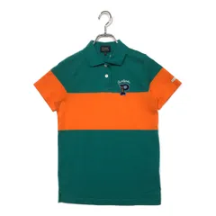 中古 レディース パーリーゲイツ PEARLY GATES 半袖ポロシャツ 1(M) グリーン×オレンジ 刺しゅう バイカラー
