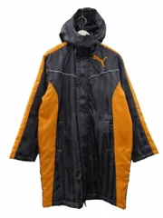 プーマ PUMA ベンチコート ロング 中綿 ネイビー 紺 ストライプ オレンジ 160 アウター