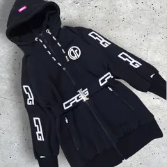 極美品 CPG GOLF ベルト付き ワンピース 裏起毛 ロング丈 パーカー ブラック
