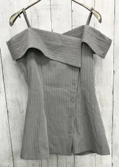 FRAY I.D 2wayオフショルペプラムブラウス フレイアイディー ノースリーブカットソー ストライプ FWFB252113 グレー