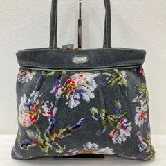 6417　FEILER　フェイラー　トートバッグ　肩掛け　 花柄　ブルージュ　グレー系　シュニール織り　 レディース