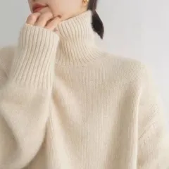 ☆ アイボリー ☆ Mサイズ ☆ タートルネックニット セーター 秋冬服 ニット タートルネック 長袖 セーター ニットセーター ハイネック レディースセーター レディース 無地 シンプル カジュアル トップス プルオーバー 着回し あたたかい 秋冬