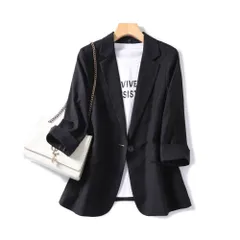 ☆ ブラック ☆ Lサイズ ☆ テーラードジャケット スーツジャケット 七分袖 テーラードジャケット レディース スーツジャケット ジャケット アウター 上着 レディースジャケット ビジネスジャケット 七分袖 襟 えり オフィスカジュアル きれいめ