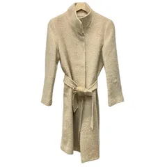 MOGA(モガ) コート サイズ2 M レディース - ベージュ×白 長袖/カシミヤ混/冬