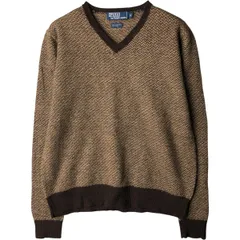 古着 ラルフローレン Ralph Lauren POLO by Ralph Lauren 総柄 アルパカ混 Vネック メリノウールニットセーター メンズS相当/eaa601958