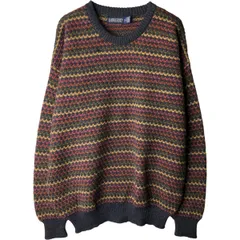 古着 80~90年代 ランズエンド LANDS'END ボーダー柄 アルパカニットセーター メンズL相当 ヴィンテージ/eaa601964