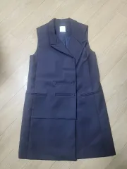 KUHO ネイビー ダブル ボタン ロング ベスト