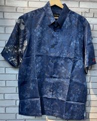 正絹大島紬着物リメイク2Lsizeアロハシャツ（父の日のプレゼントに