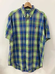 RALPH LAUREN ラルフローレン CLASSIC FIT マドラスチェック ボタンダウン 半袖シャツ ライトグリーン L