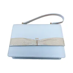 RE278 HANAEMORI ハナエモリ ハンドバッグ　白　アイボリー　ヘビ柄リボン　レディース　フォーマル　セレモニー　オシャレ　上品