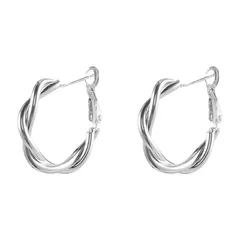 【AREUM】 ツイストリング ピアス シルバー ゴールド クロスリング 両耳用2つ入り ジミン着用モチーフ (シルバー) [シルバー]