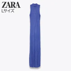 ZARA  ザラ サマーニット ワンピース ノースリーブ メッシュ モックネック ハイネック 新品未使用 ブルー Lサイズ