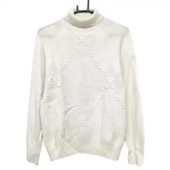 キャロウェイ タートルネックセーター アイボリー 一部立体編み 袖ロゴ ニット  レディース L ゴルフウェア Callaway