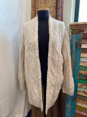 GU 白 ニット オープンカーディガン(XL)